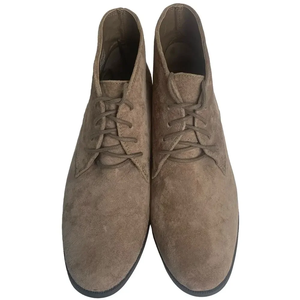 White Mountain Sz 9 Seneca Ankle Booties Taupe Beige Genuine Suede Leather Boots